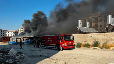 Karapınar’daki şantiyede dumanlar yükseldi