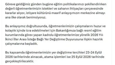 Milli Eğitim Bakanlığı'ndan öğretmenlere müjdeli haber: İller arası tayin takvimi netleşti
