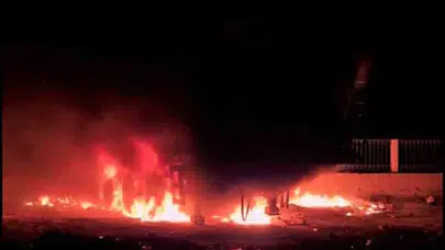 Sinop’ta gece yarısı sanayi sitesinde tır dorsesi kül oldu