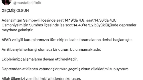 Adana ve Osmaniye'de peş peşe sarsıntılar: Bölgeden ilk resmi açıklamalar geldi