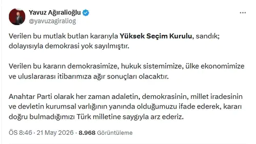 Yüksek Seçim Kurulu kararı demokrasiye ağır darbe vurdu