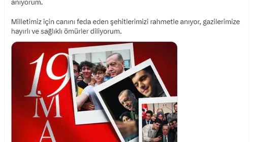 Erdoğan 19 Mayıs için kutlama mesajı yayımladı