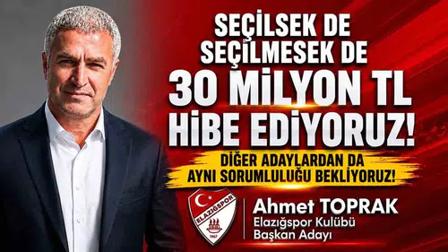 Elazığspor başkan adayından kulübe 30 milyon liralık dev hibe
