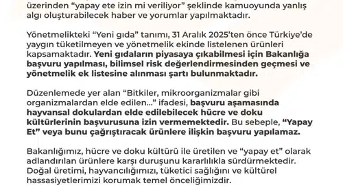 Türkiye'de yapay et üretimine bakanlıktan kesin ret