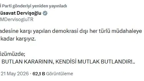Müsavat Dervişoğlu'ndan millet iradesine yönelik müdahalelere sert tepki