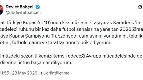 Devlet Bahçeli'den Trabzonspor'a kupa kutlaması