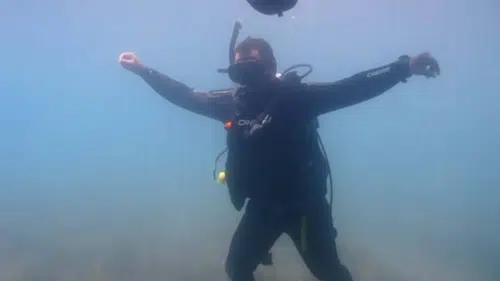 Bodrum’da deniz temizliği bitti su altında zeybek başladı