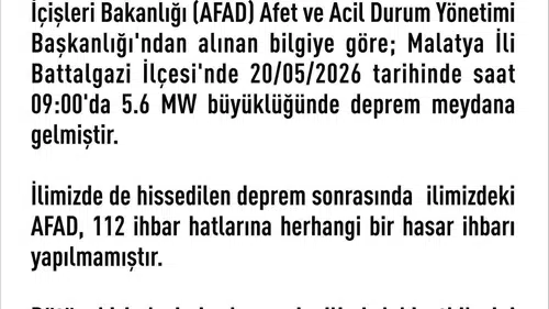 Malatya merkezli sarsıntı Elazığ ve çevre illeri salladı