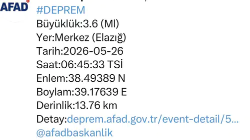 Elazığ merkezde sabah saatlerinde deprem paniği