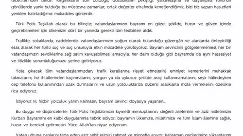 Bayram yolculuğuna çıkacak sürücülere Emniyet Genel Müdürü’nden uyarı