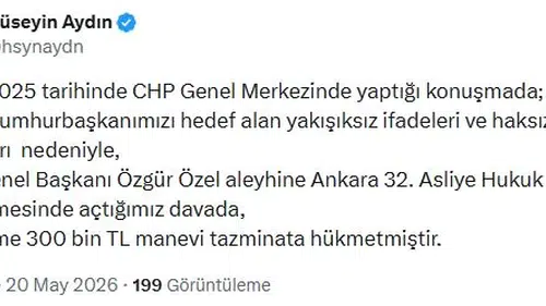 Mahkemeden Özgür Özel kararı 300 bin lira tazminat ödeyecek