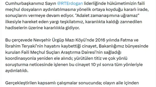 Nevşehir'de on yıllık sır perdesi aralandı