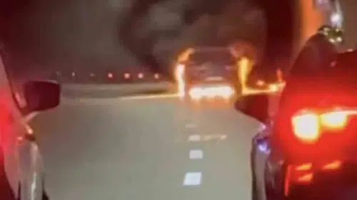 Çanakkale yolunda tünel içinde araç yangını paniği
