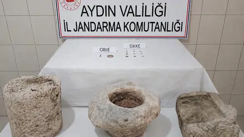 Bozdoğan’da kaçak kazı operasyonu Roma dönemi eserleri ele geçirildi