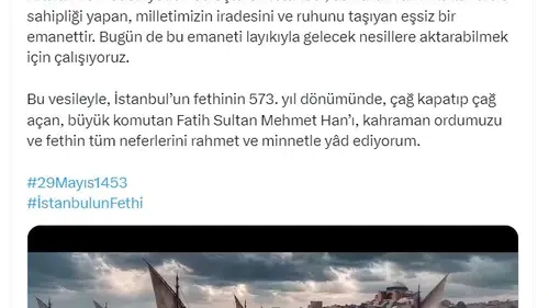 Cumhurbaşkanı Yardımcısı Yılmaz İstanbul'un fethini kutladı