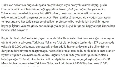 THY kabin ekipleri için tarihi gün