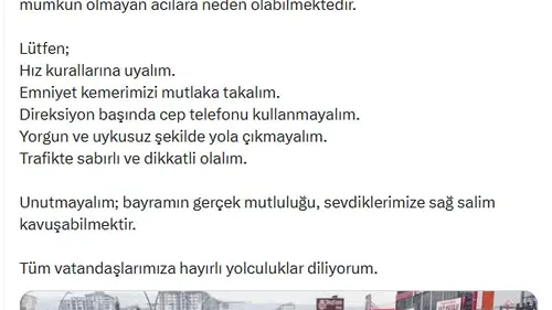 Bayram yolunda direksiyon başındakilere kritik uyarı