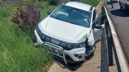 TEM Otoyolu’nda direksiyonda uyuyan sürücü bariyerlere girdi