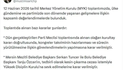 CHP iki belediye başkanını partiden ihraç istemiyle disipline sevk etti