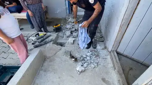 Malatya’da boruya sıkışan kediye itfaiye yardımı