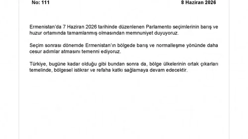 Ermenistan seçimleri sonrası Ankara’dan normalleşme mesajı geldi