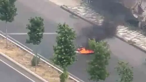 Diyarbakır trafiğinde korkutan motosiklet yangını