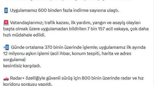 HAYAT 112 uygulaması ilk ayında 600 bin kişiye ulaştı