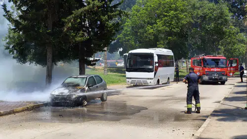 Adana'da park halindeki araç alev topuna döndü