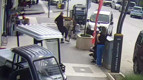 Burdur'da sokak ortasında kedi ve köpek kavgası kameraya yansıdı