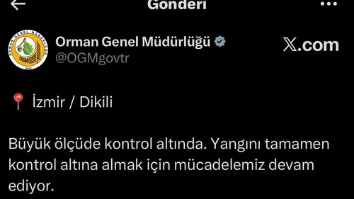 Dikili’deki yangın büyük ölçüde kontrol altına alındı