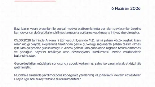 Etimesgut'ta dehşet anları Babanın rehin aldığı çocuk kurtarıldı