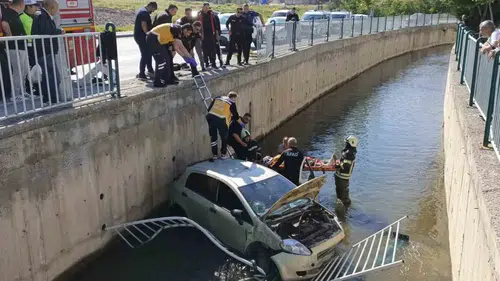 Kayseri'de genç sürücünün aracı kanala uçtu