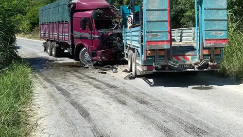 Manisa Gördes yolunda kamyonlar kafa kafaya çarpıştı