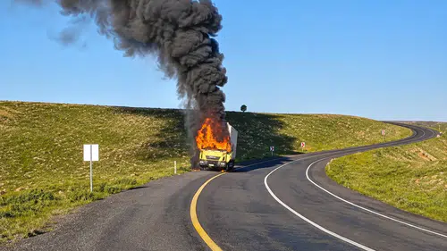 Viranşehir yolunda hareket halindeki TIR'ı alevler yuttu