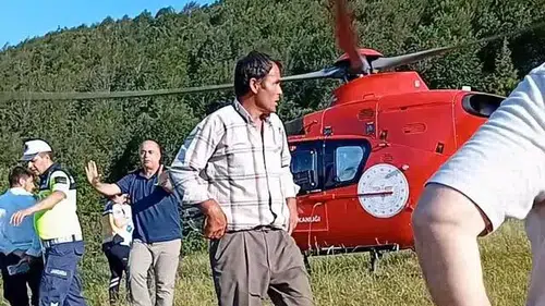 Ladik'te traktör kazası geçiren muhtar için helikopter havalandı