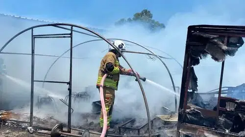 Arsuz'daki çadır yangını ormana sıçramadan söndürüldü