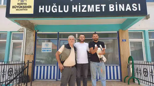 Huğlu sakinleri yaralı leyleği kurtarmak için seferber oldu