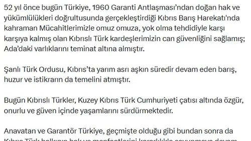 Kıbrıs Barış Harekatı'nın 52'nci yılı kutlanıyor