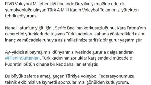 Bahçeli'den Filenin Sultanları'na zafer kutlaması