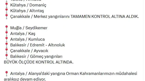Dört bölgedeki orman yangınları söndürüldü