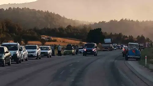 Bilecik'te orman yangını ulaşımı kesti