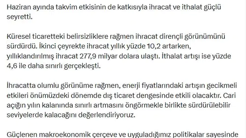 Bakan Şimşek cari açık için yıl sonu öngörüsünü paylaştı