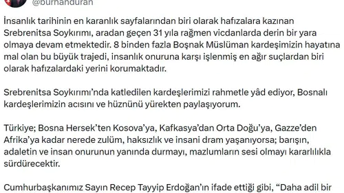 Srebrenitsa katliamının üzerinden 31 yıl geçti
