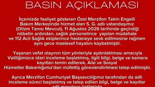 Amasya’da bakımevinde şüpheli ölüm sonrası inceleme başlatıldı