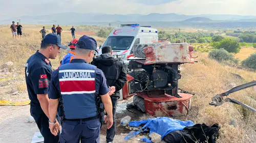 Nevşehir'de buğday hasadı yolunda feci kaza
