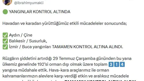 İzmir Aydın ve Balıkesir'deki orman yangınları söndürüldü