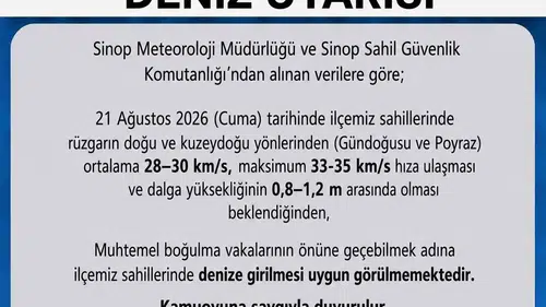 Sinop Türkeli sahillerinde denize girmek bugün tehlikeli