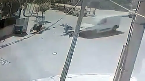 Çorlu'da motosiklet kazası kamerada
