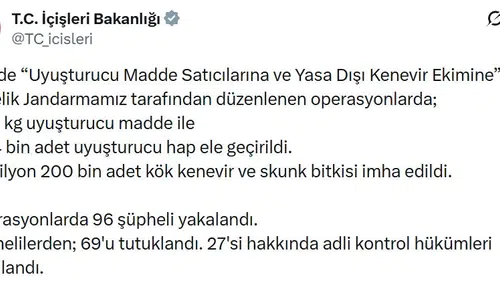 Jandarmadan 28 ilde geniş çaplı uyuşturucu baskını