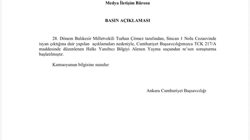 Turhan Çömez hakkında cezaevi iddiaları nedeniyle soruşturma açıldı